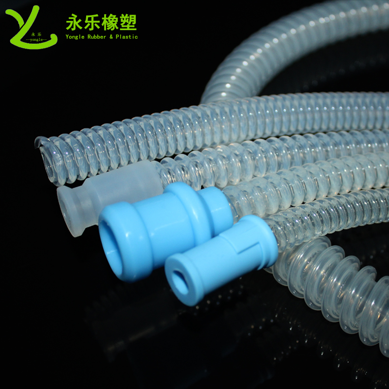 呼吸機硅膠波紋管，透明硅膠波紋管，擠出波紋硅膠管